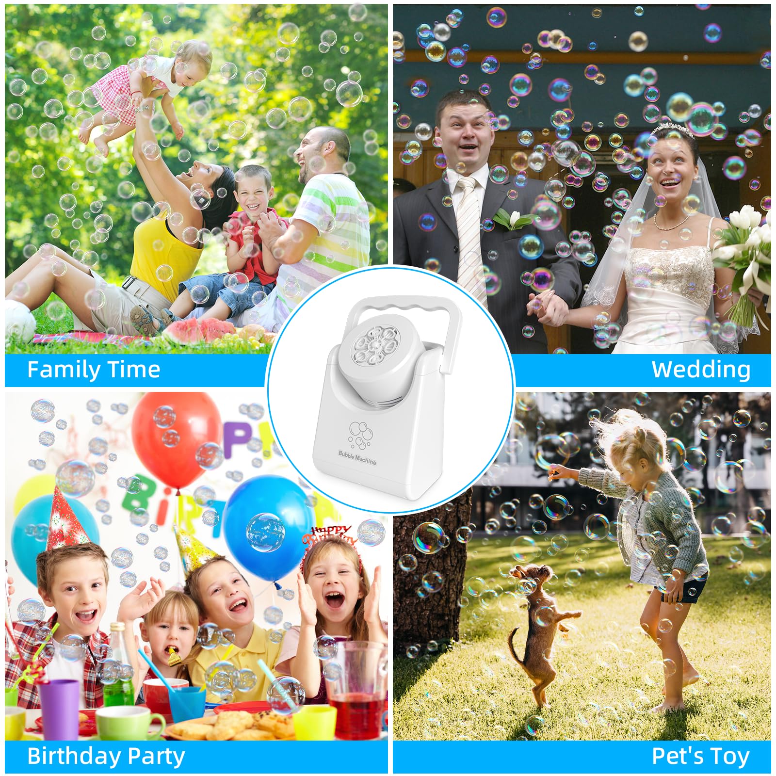IFLOVE bubble machine disperses colorful bubbles for family fun