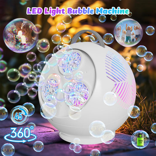 IFLOVE LED-lit spherical bubble machine with colorful glow.