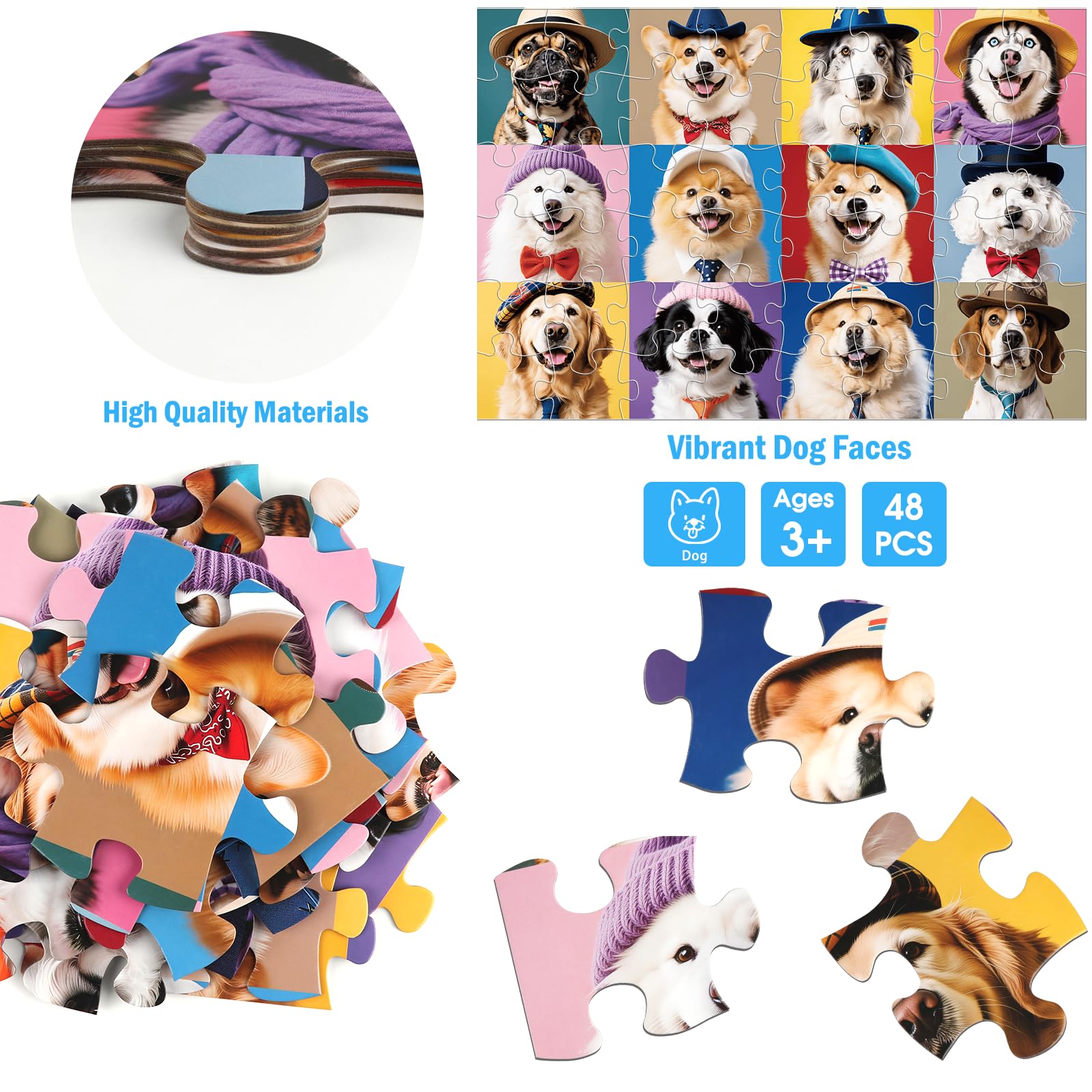 IFLOVE dog jigsaw 48-piece encourages problem-solving during play.