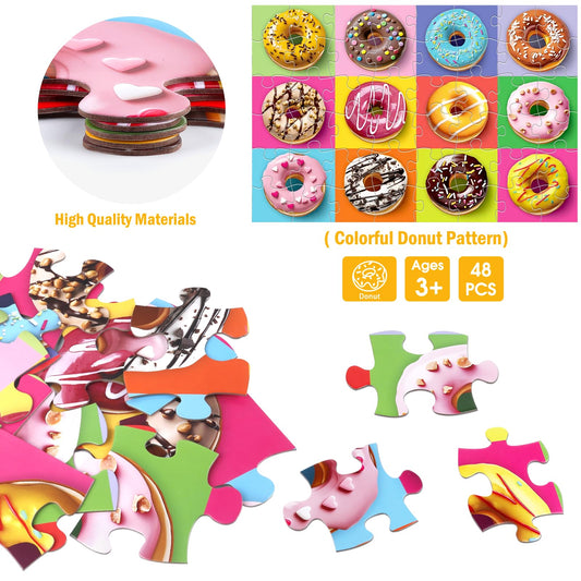IFLOVE donut puzzle showing 12 designs and toppings for imaginative play