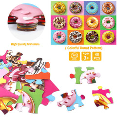 IFLOVE donut puzzle showing 12 designs and toppings for imaginative play