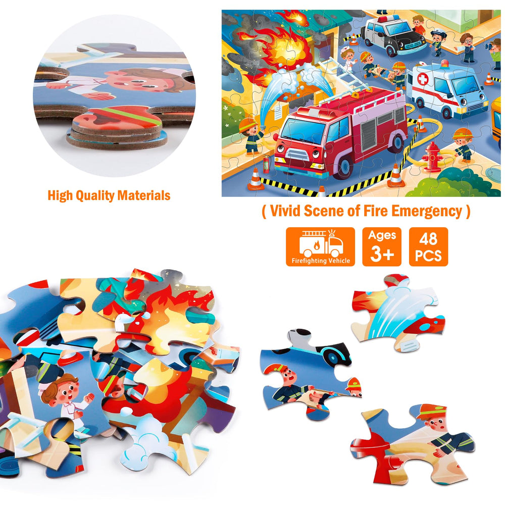 IFLOVE emergency vehicles puzzle promotes cooperative play and early learning basics.