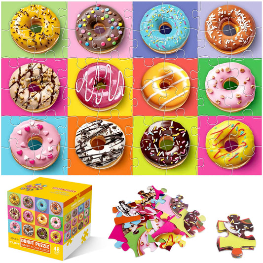 IFLOVE jumbo donut puzzle with 48 pieces on colorful floor setup for kids