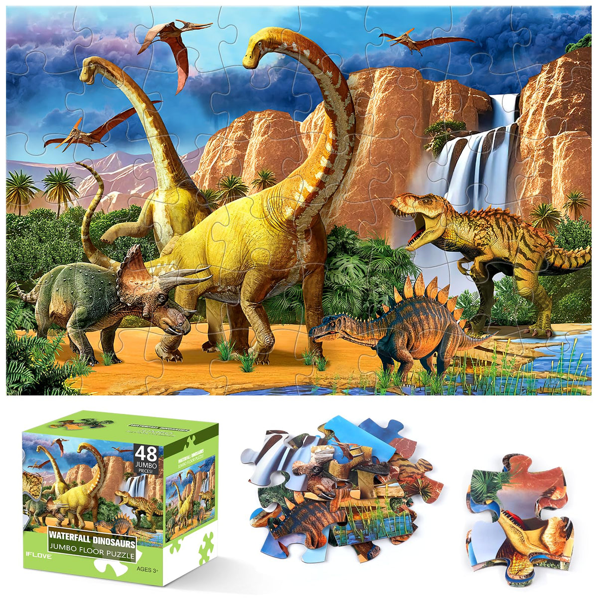 IFLOVE jumbo floor puzzle 48 pieces designed for easy-handed kids' floor play and learning.