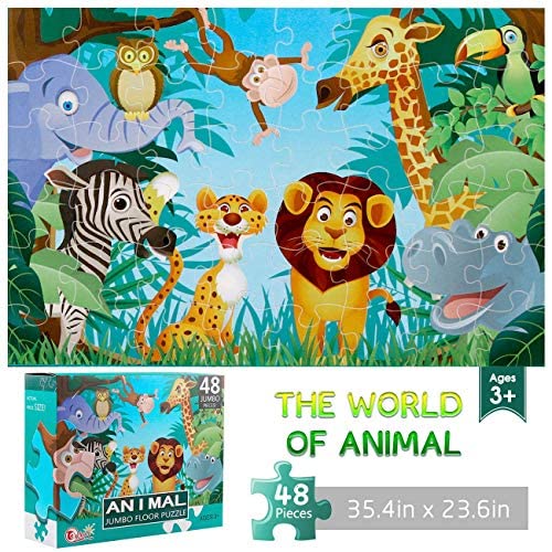 IFLOVE Jumbo Floor Puzzle animal habitat scene with vivid colors sparking curiosity