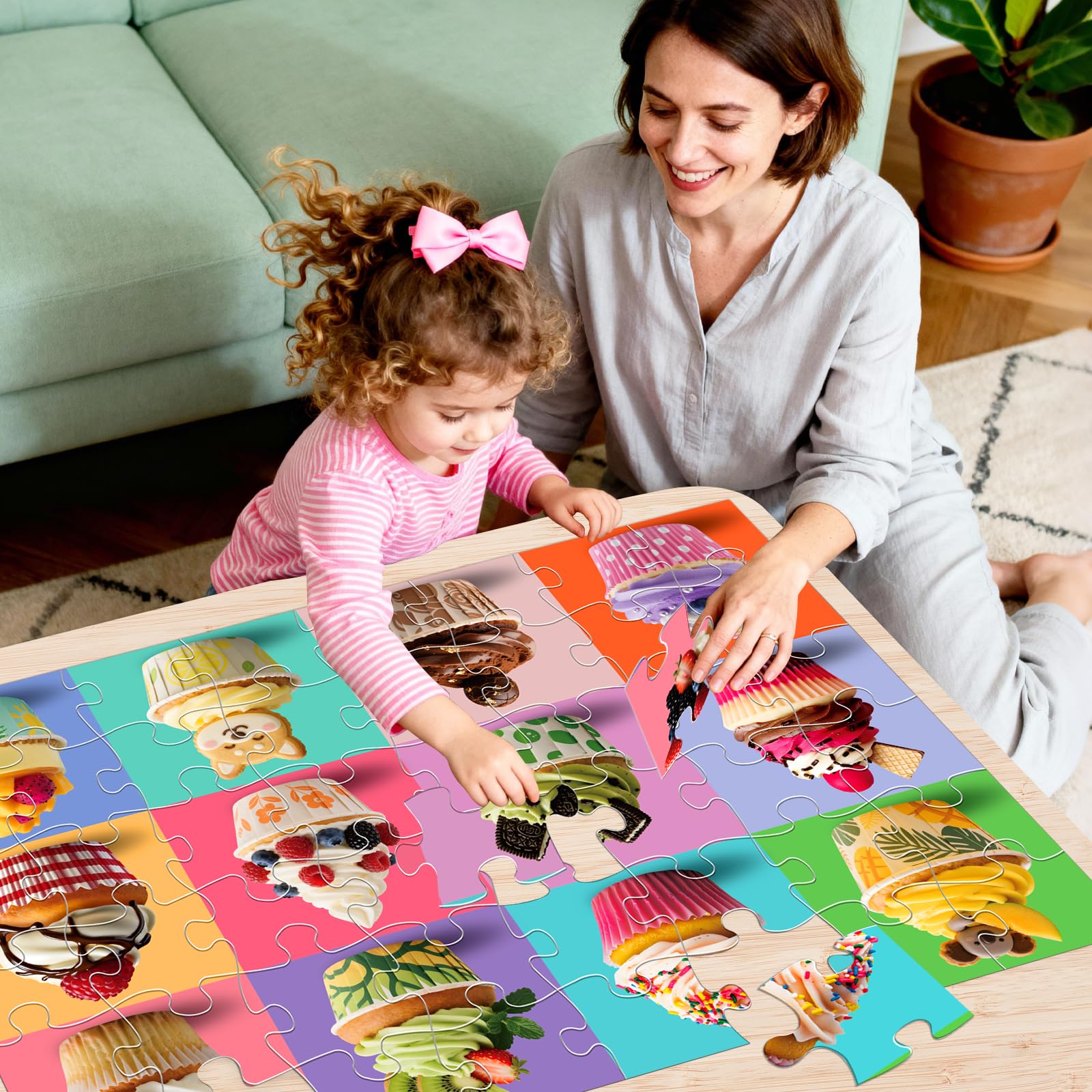 IFLOVE Jumbo Floor Puzzle during family puzzle time for bonding.