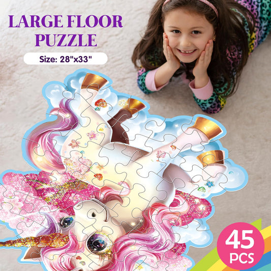 IFLOVE unicorn puzzle close-up pieces help little hands grasp and connect easily