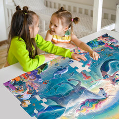 IFLOVE sea-scene puzzle highlights dolphins and mermaid for storytelling prompts