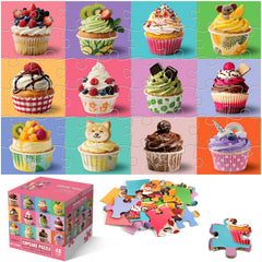 IFLOVE Jumbo Floor Puzzle cupcakes design boosts fine motor skills during play.