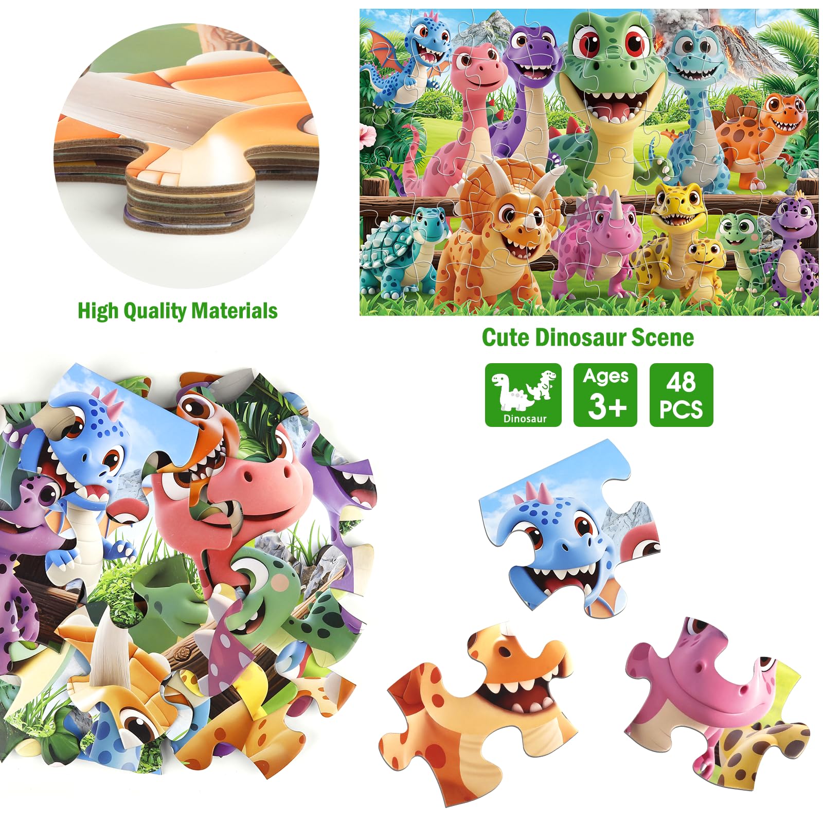 IFLOVE jumbo floor puzzle-dinosaur promotes hand-eye coordination during assembly.