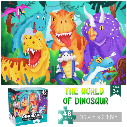 IFLOVE jumbo floor puzzle box with dinosaurs invites imaginative play.