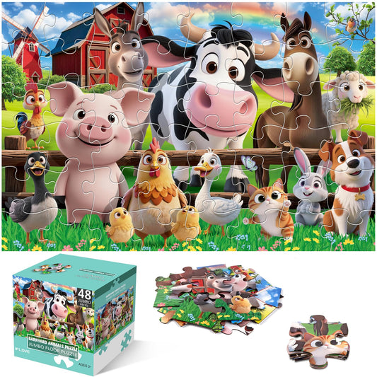IFLOVE jumbo floor puzzle shows a bright barn scene for cooperative play.