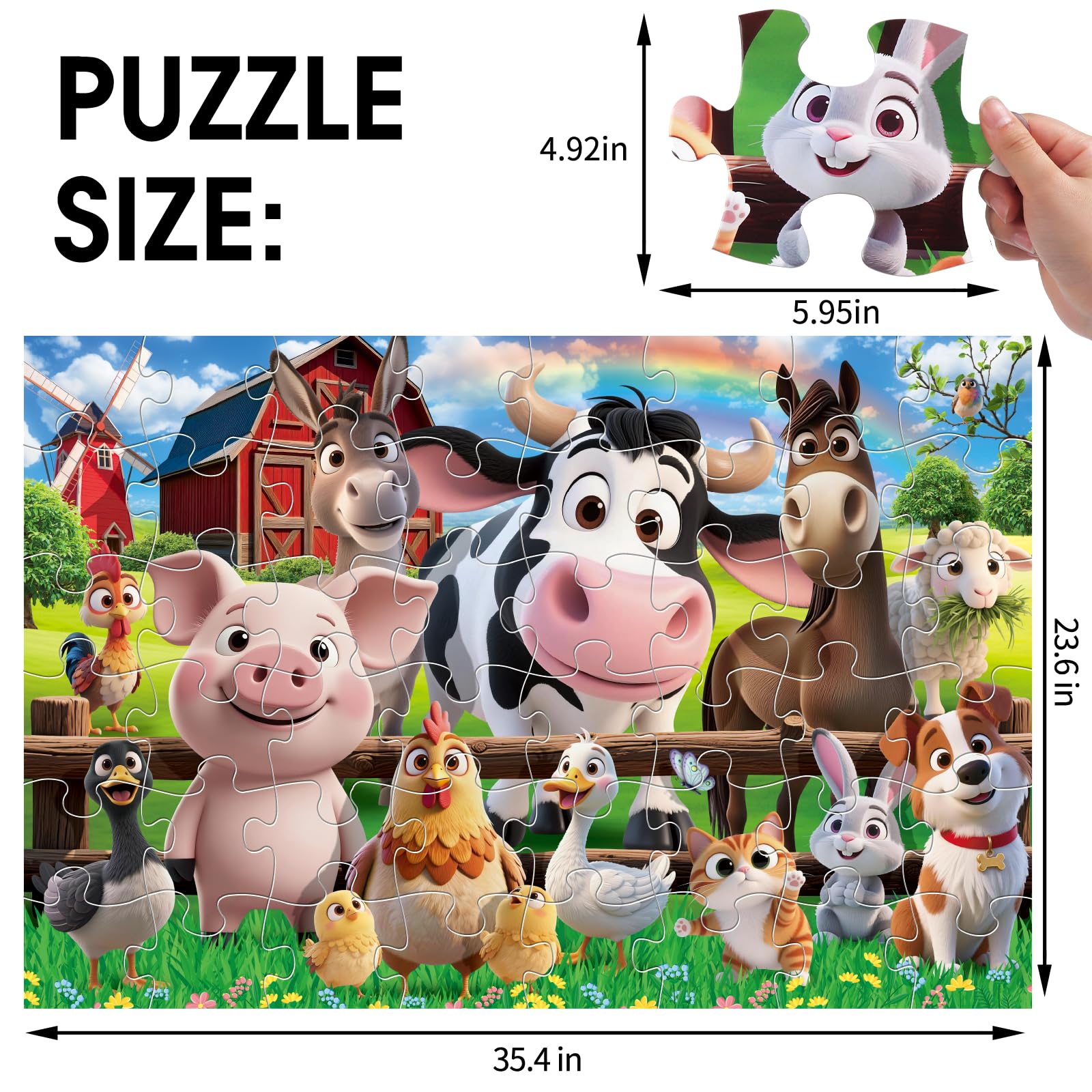 IFLOVE jumbo puzzle features cute farm animals to spark recognition and storytelling.