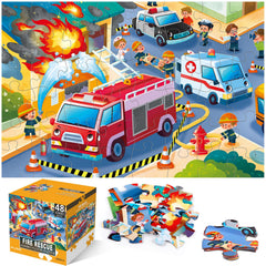 IFLOVE jumbo floor puzzle fire rescue features vivid firefighting scenes for engaging educational play.
