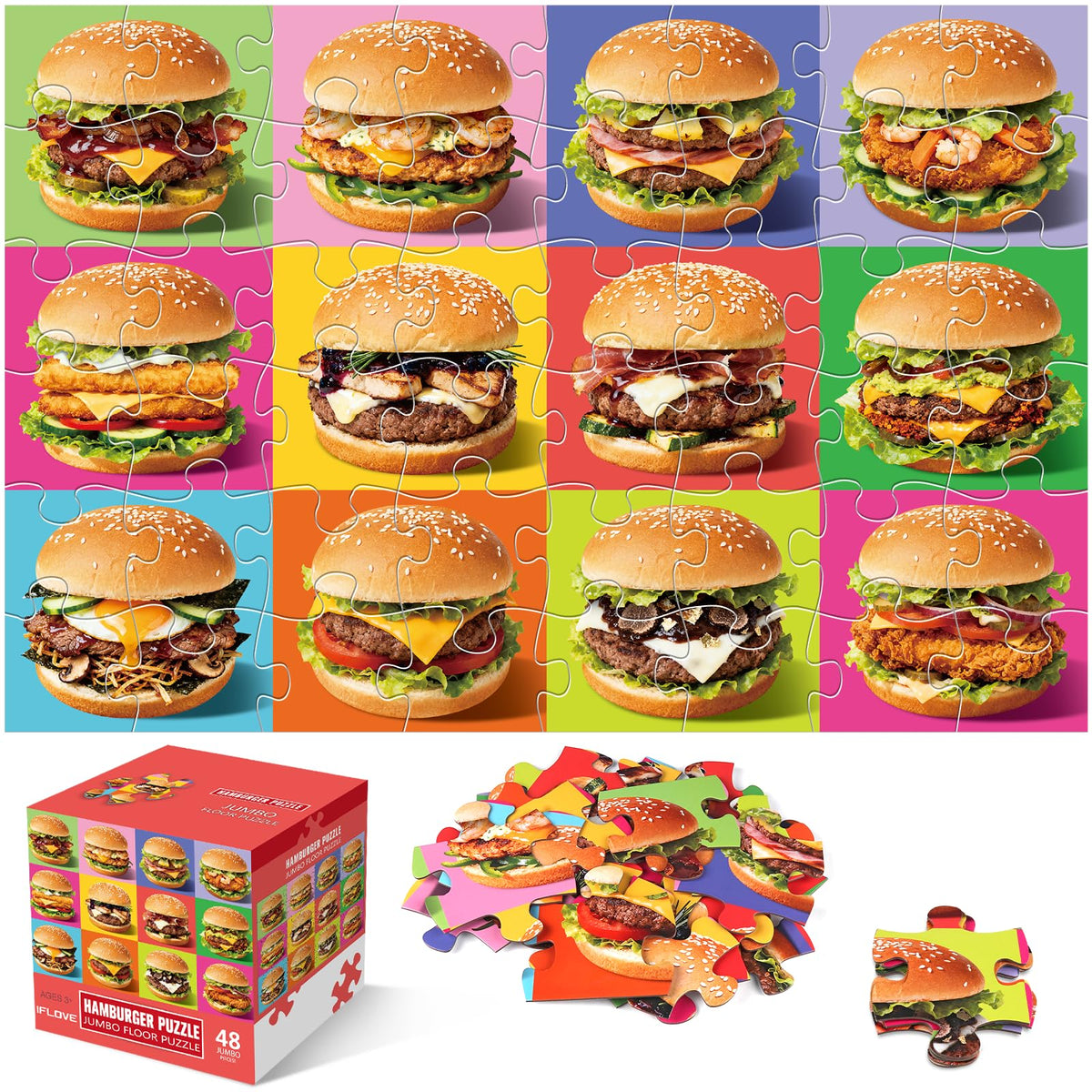 IFLOVE Jumbo Floor Puzzle piece close-up shows large pieces for easy handling and safe play.
