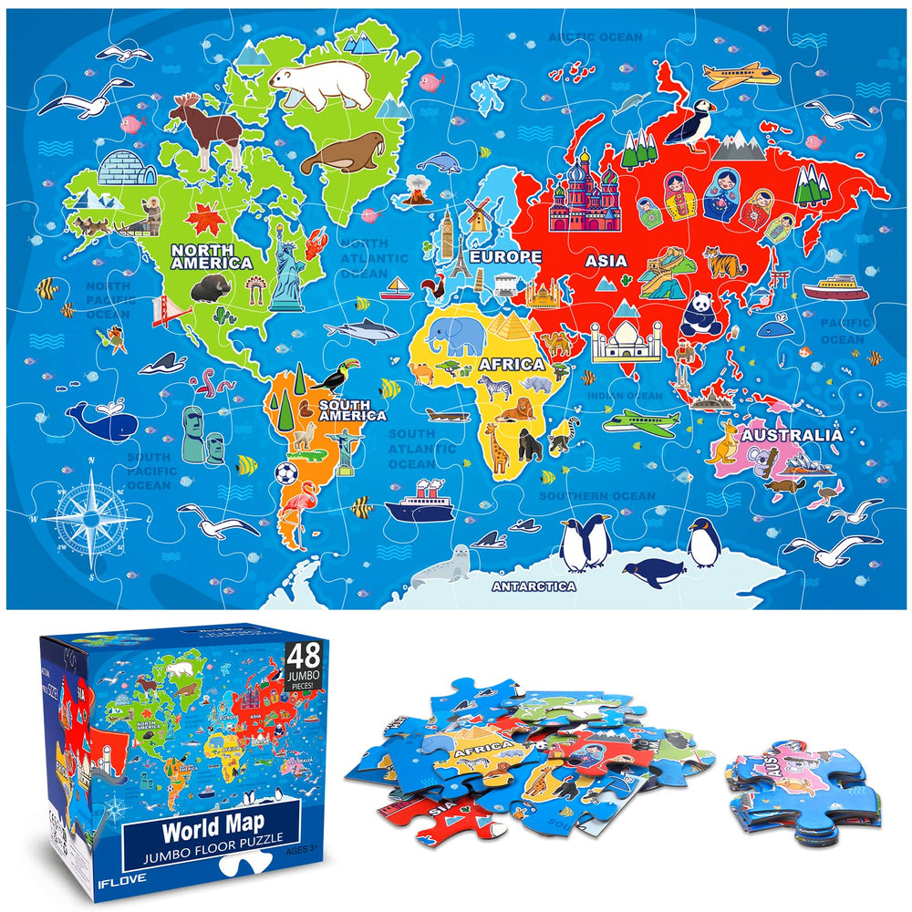 IFLOVE jumbo puzzle world map layout for collaborative learning