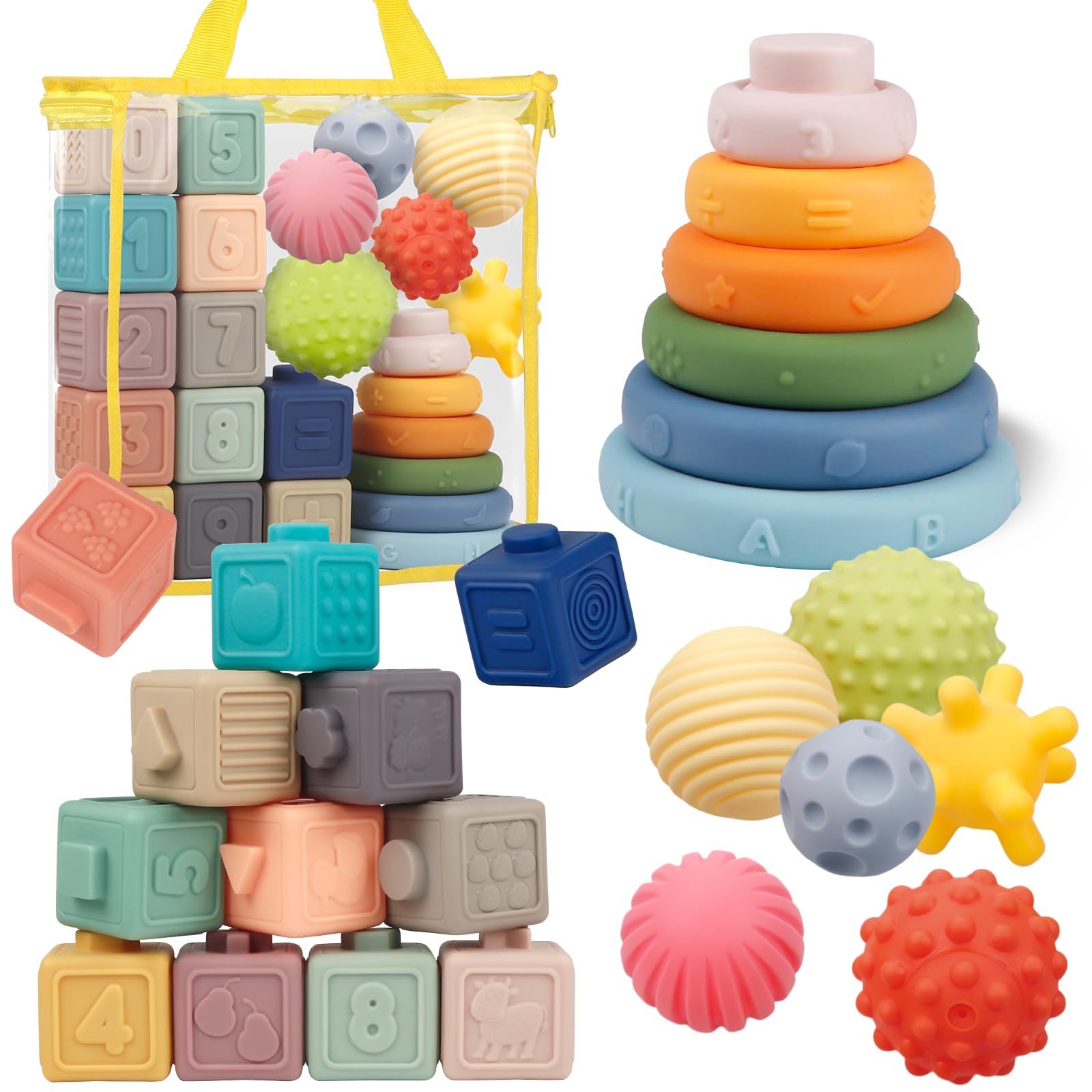 IFLOVE Montessori blocks in bright colors support early motor skills and shape recognition