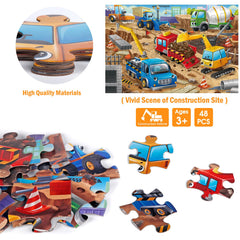 IFLOVE puzzle pieces reveal detailed construction equipment and site graphics.