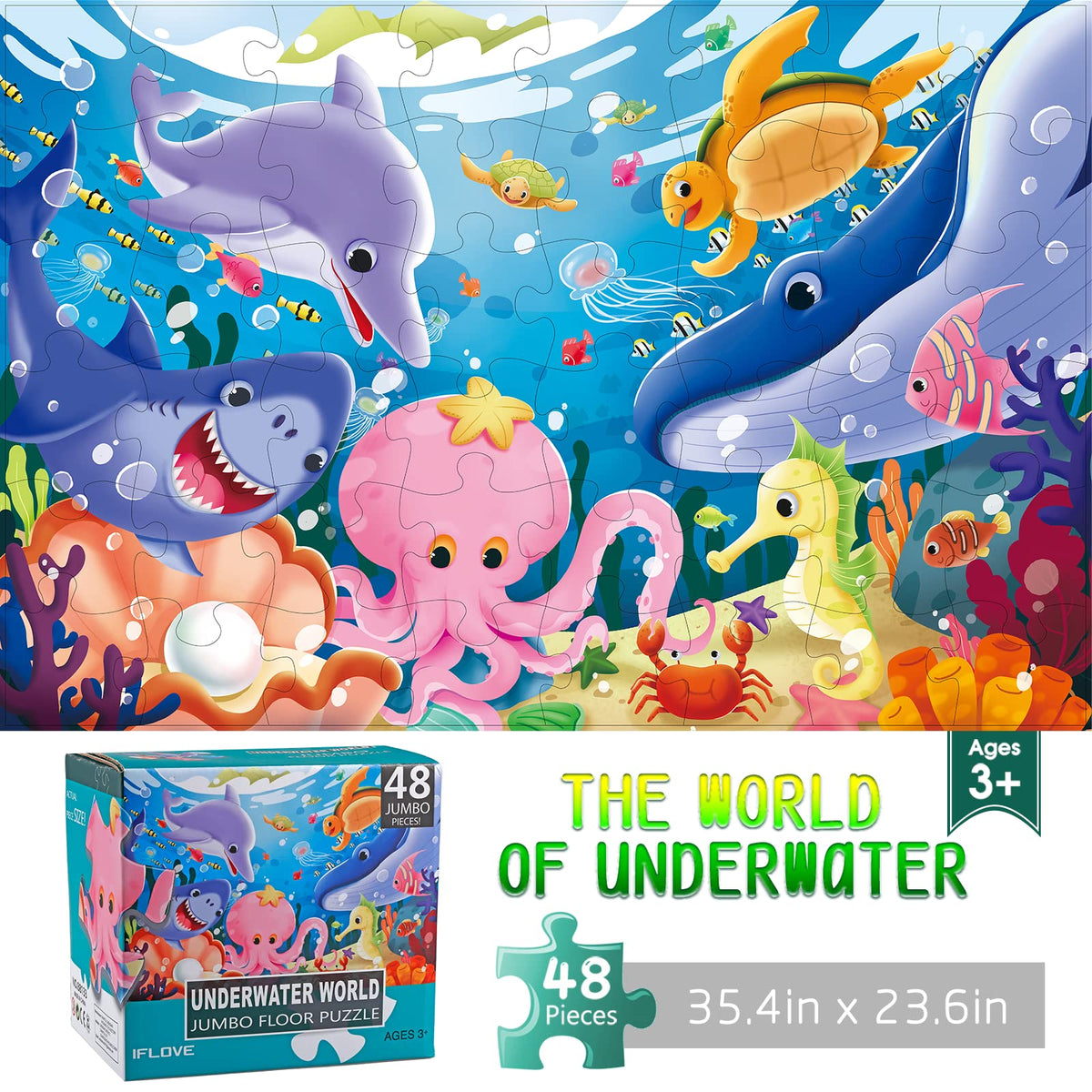 IFLOVE underwater family puzzle 48pc promotes early learning during play