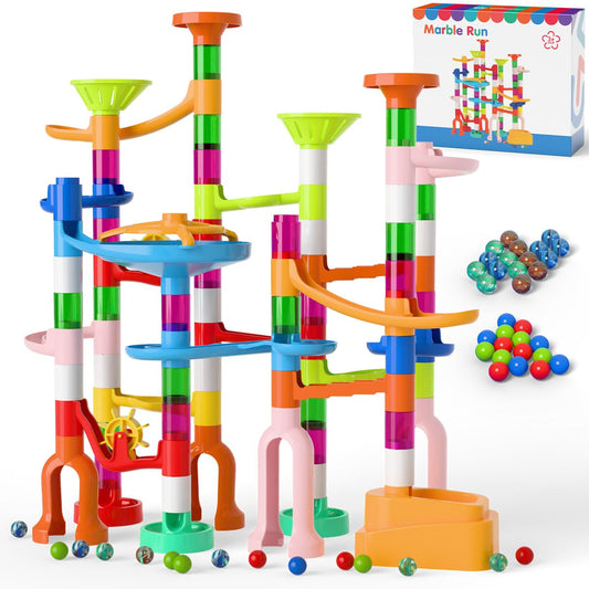 ifollower marble run kit parts arranged for endless customizable builds