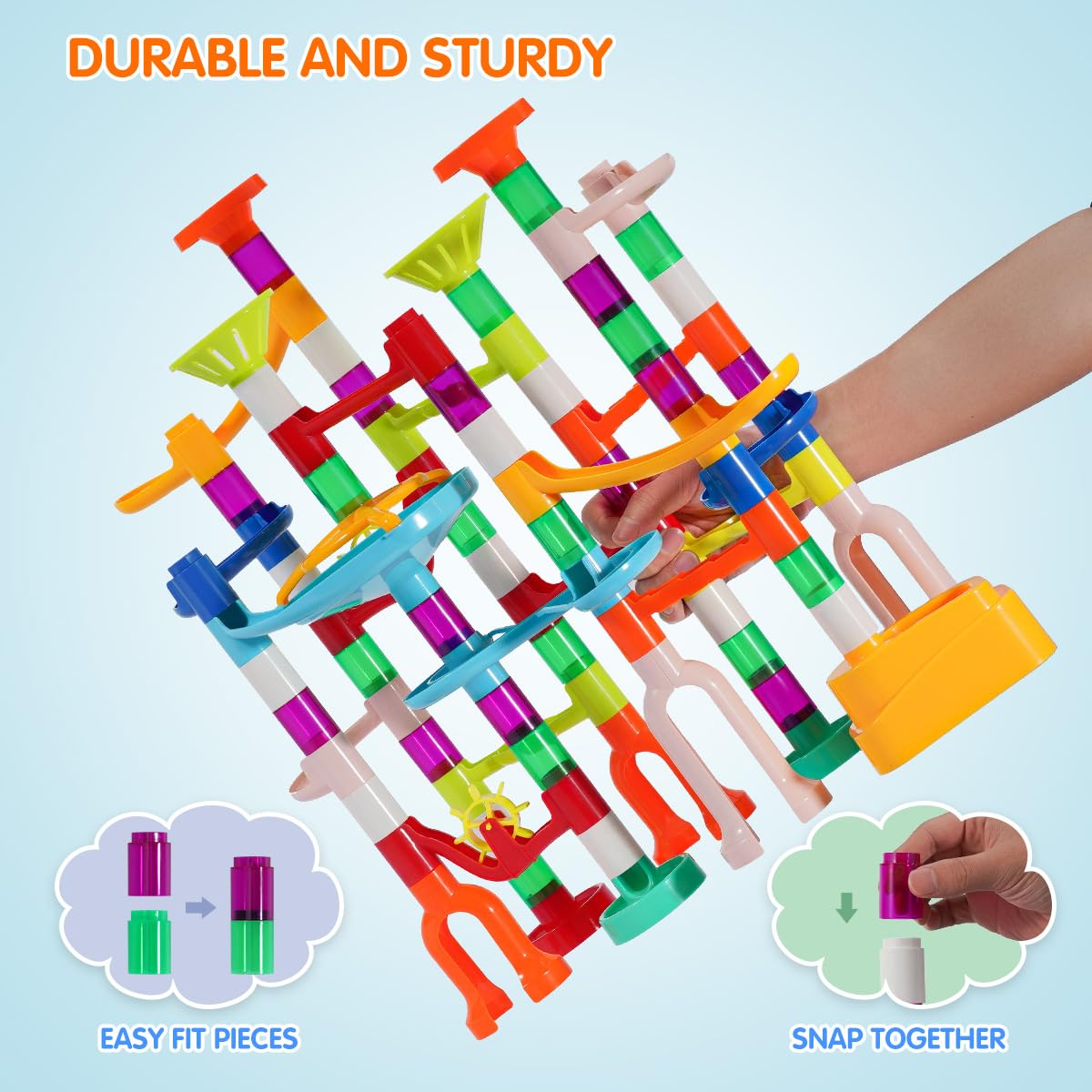 ifollower marble track system build showing modular segments for STEM learning