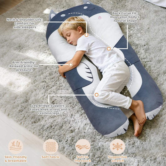 IFOYO kid body pillow with soft minky cover for cozy reading
