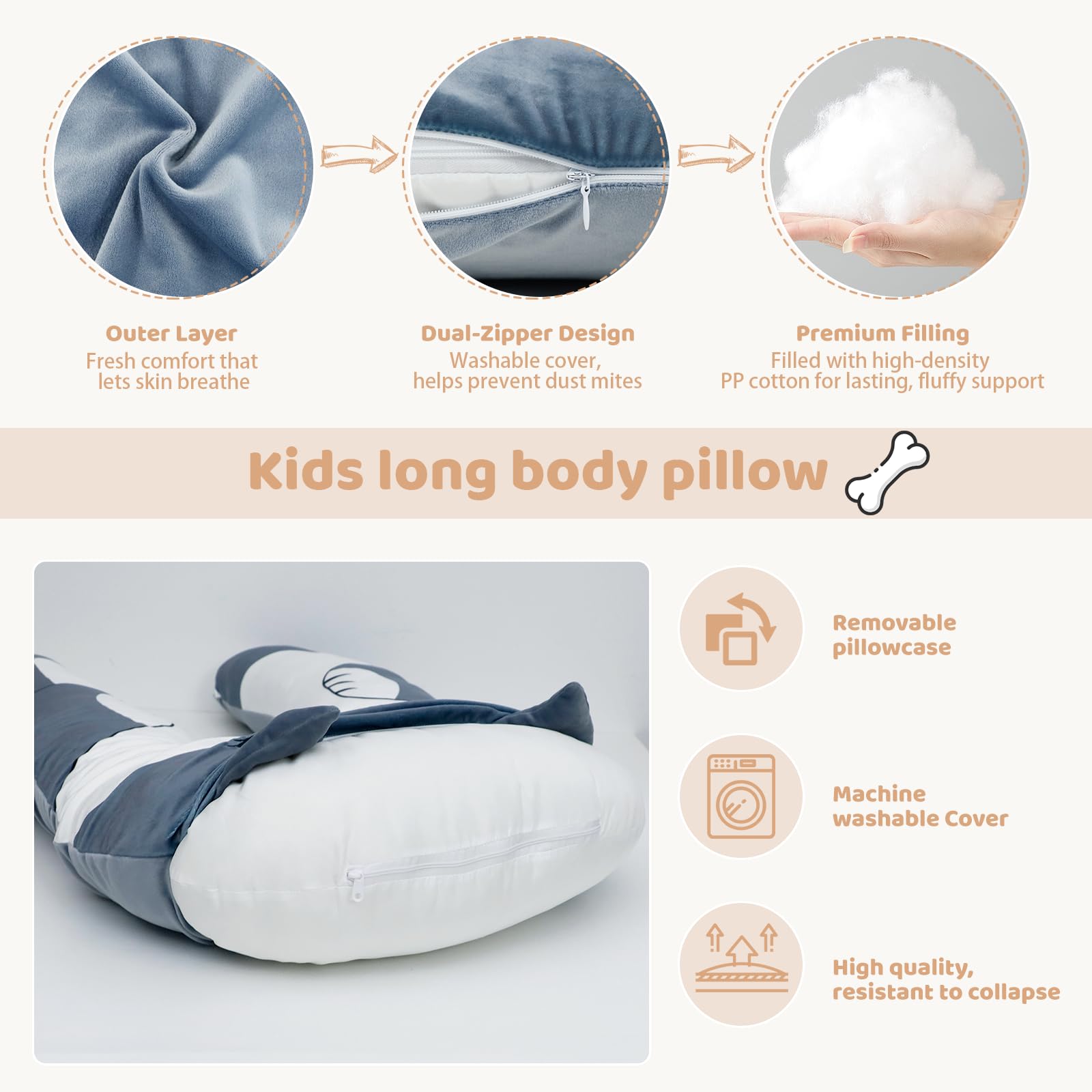 IFOYO washable cover keeps the plush pillow clean and soft