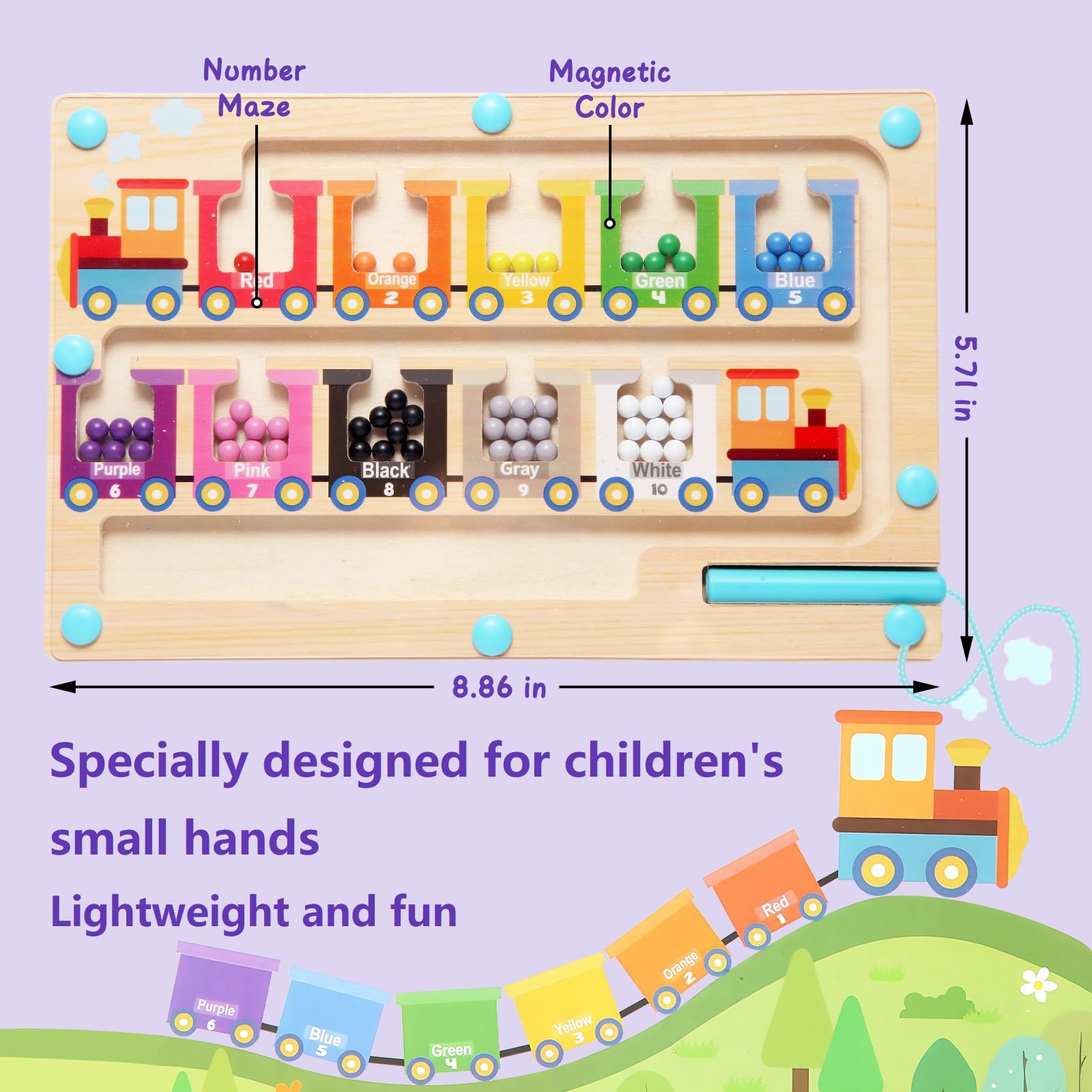 iFunLong Magnetic Color and Number Maze beads slide on a smooth acrylic surface for focused play.