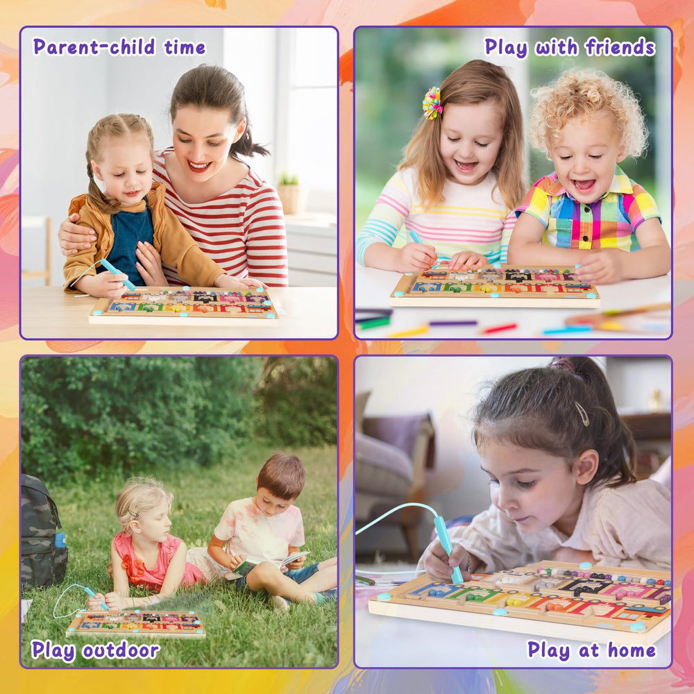 iFunLong Magnetic Color and Number Maze kids practice color-number matching during quiet play.
