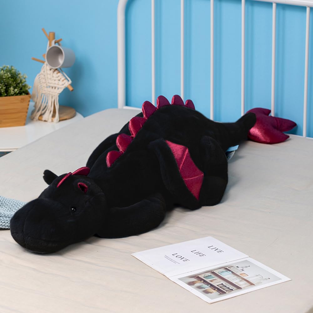 IFX24 black weighted dragon full body plush for cozy relaxation