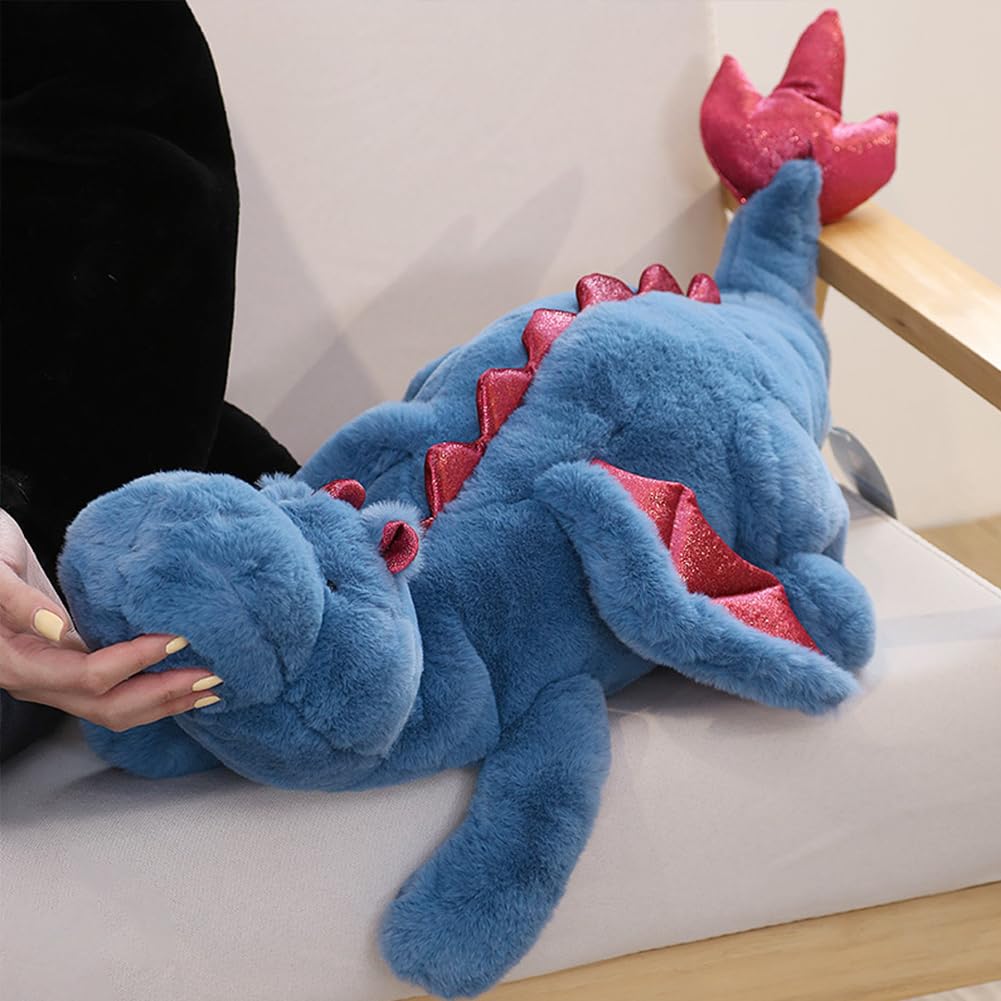 IFX24 blue dragon 35.4-inch plush provides a versatile cuddle companion for kids' rooms.