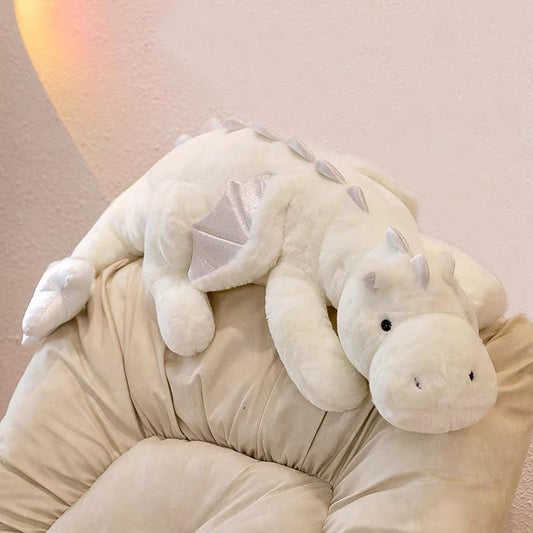 IFX24 dragon plush 51.2-inch white close-up, ultra-soft cuddle buddy for all ages.