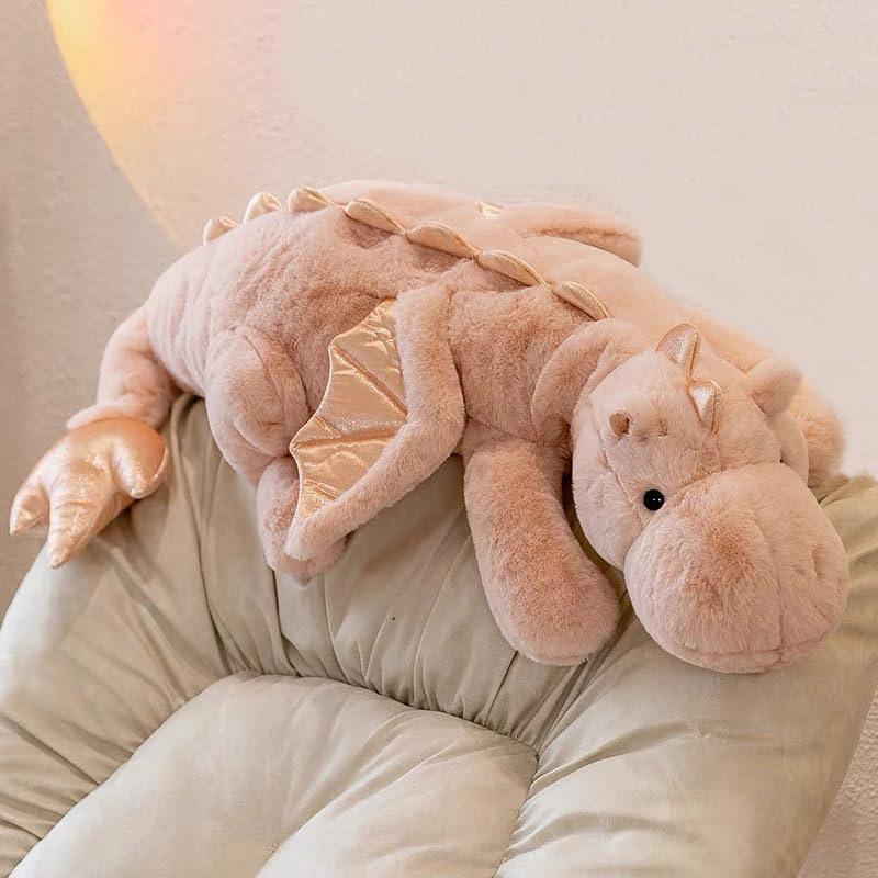 IFX24 pink dragon plush full view showing inviting size for hugs
