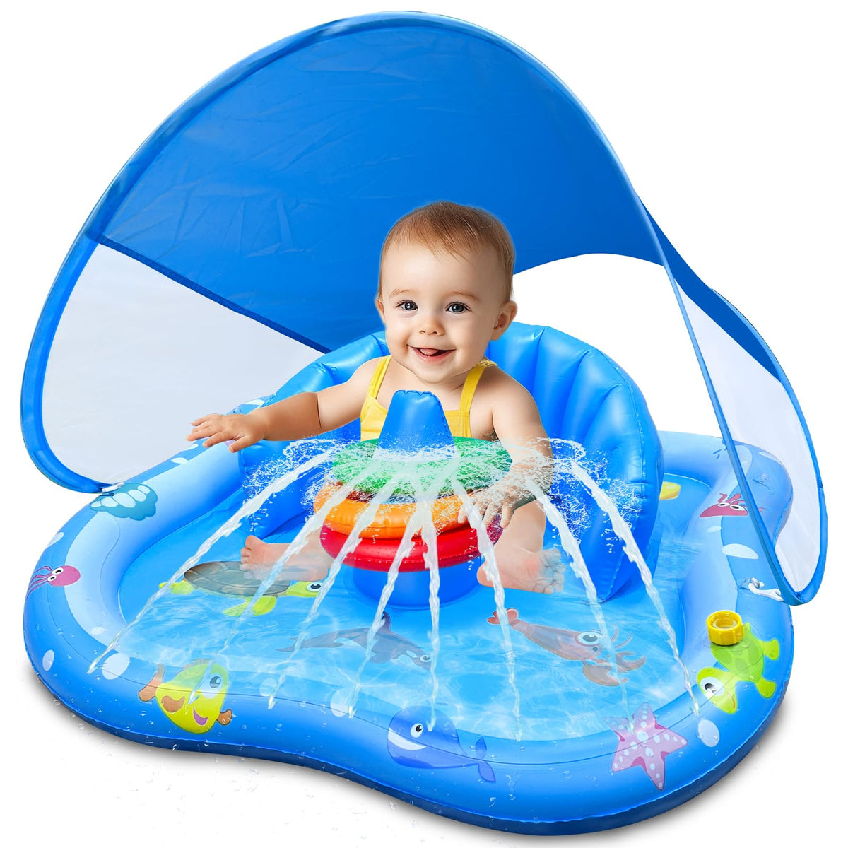iGeeKid Baby Play Mat Sun Canopy offers shade during outdoor play