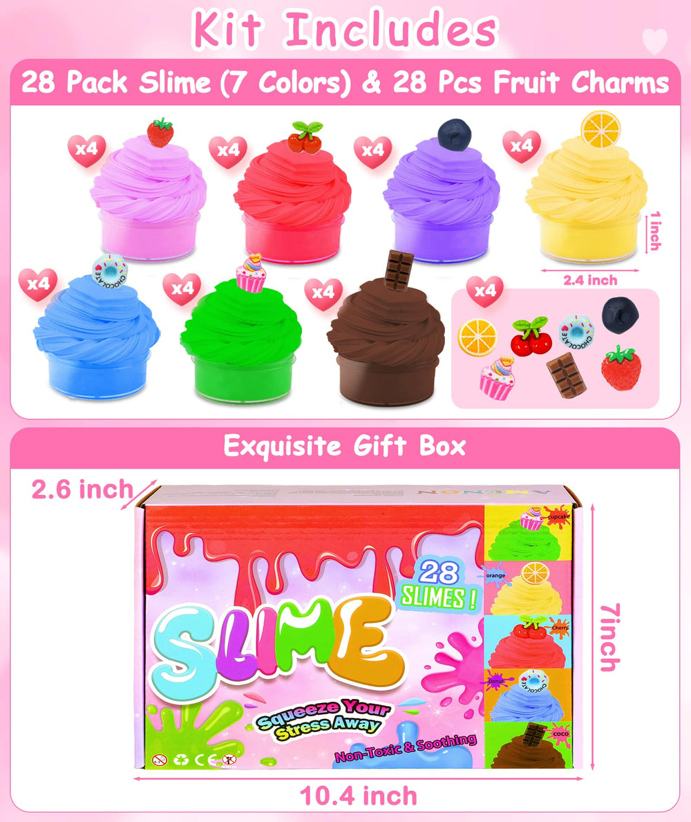 igeekid butter slime close-up with 7 fruit charms for sensory fun