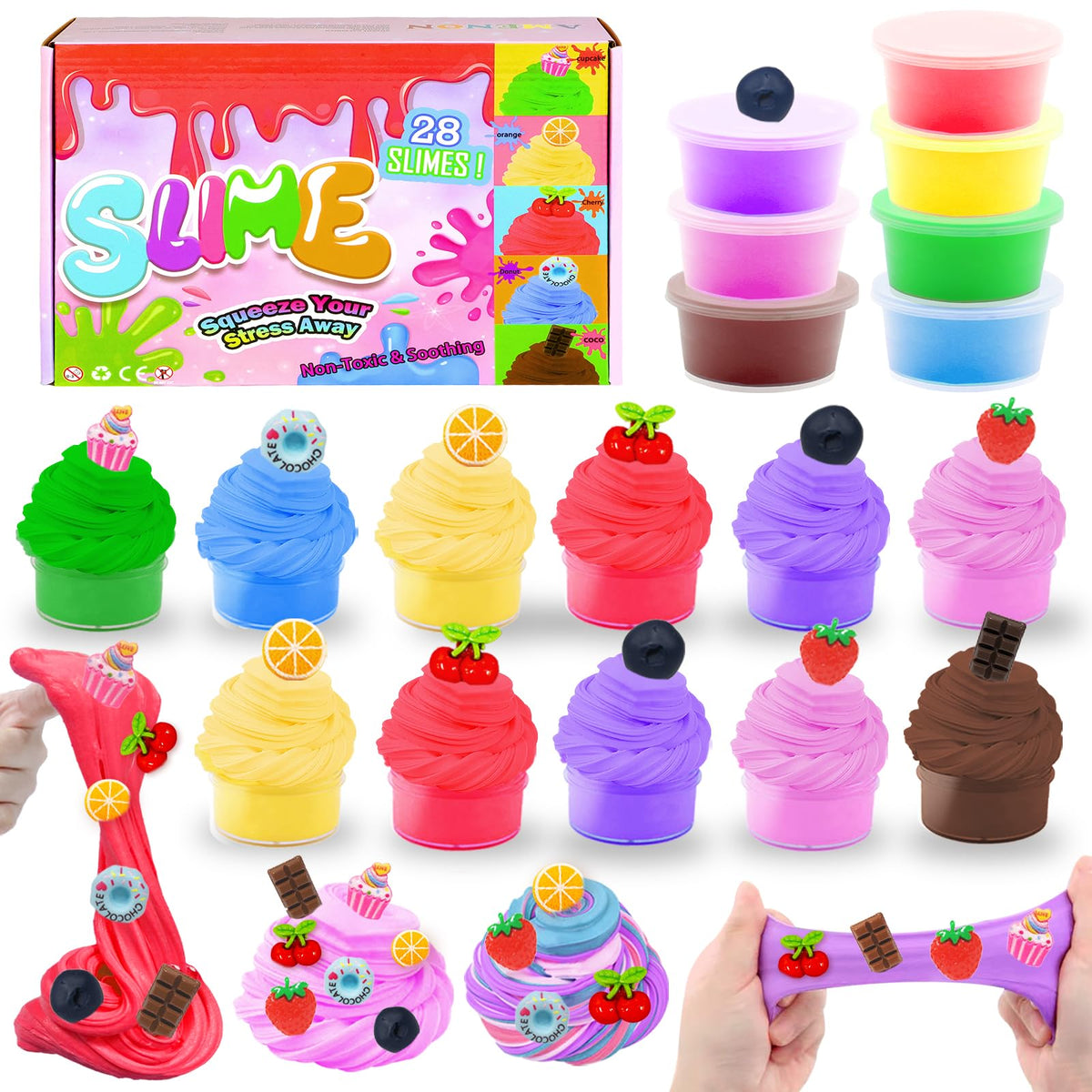 igeekid butter slime kit with valentines cards and bright charms for tactile play