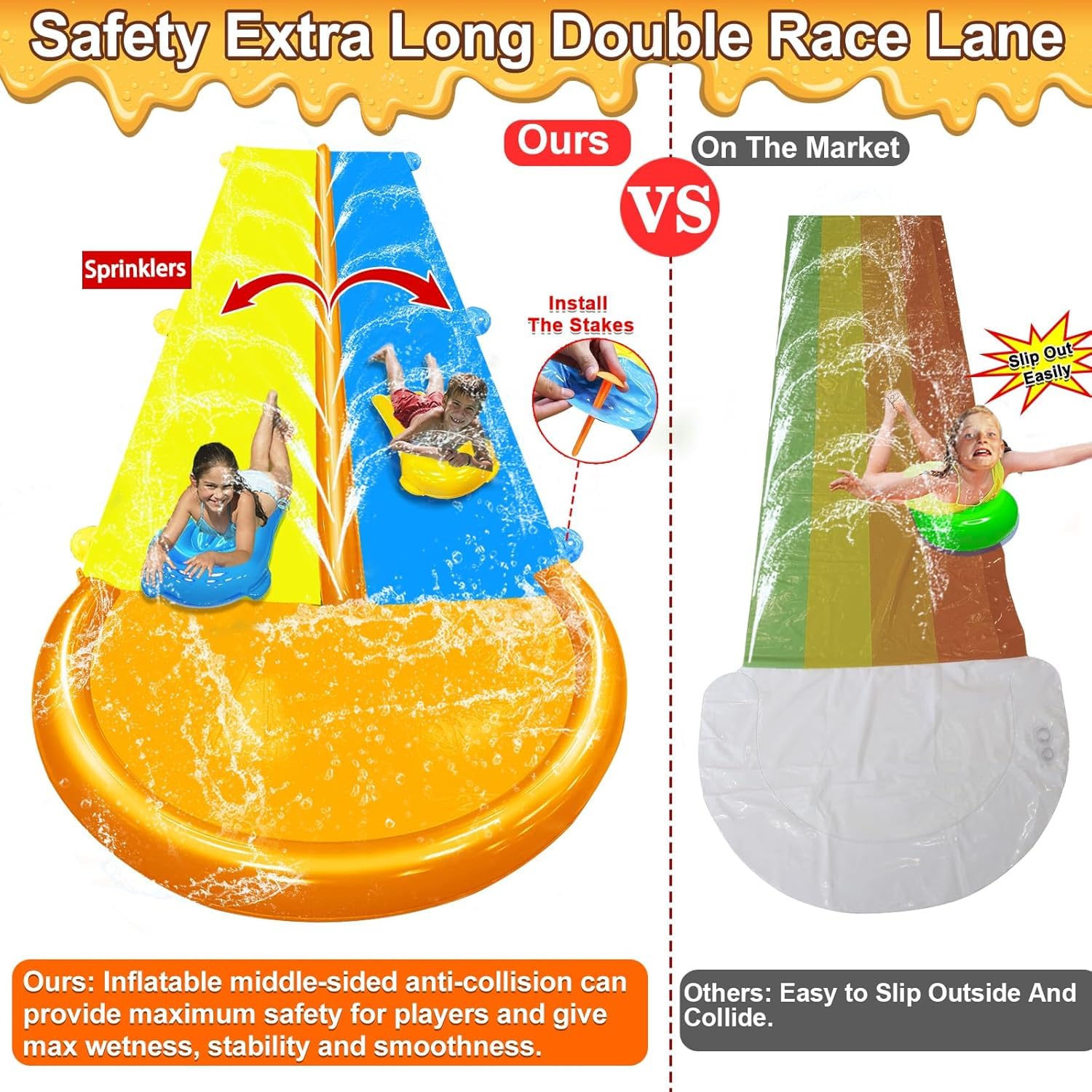 IgeeKid double-lane water slide with boards supports shared summer fun.