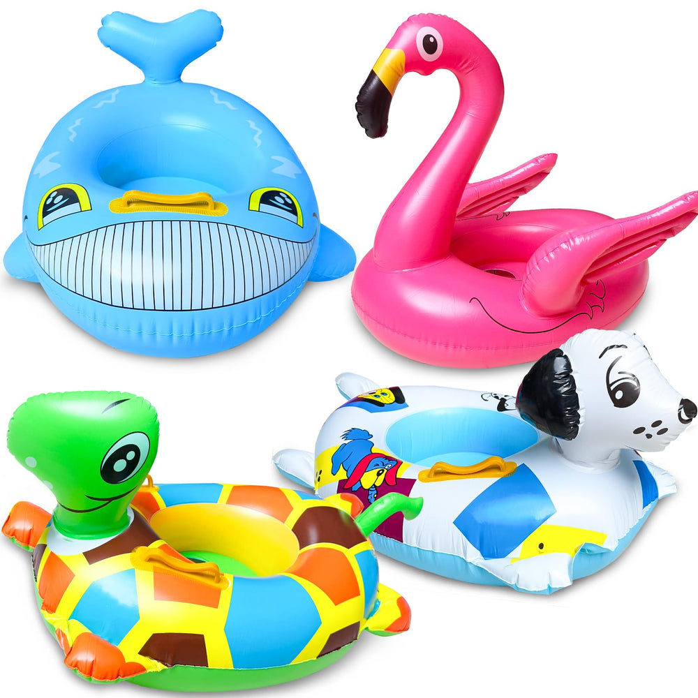 iGeeKid flamingo pool float with safety handles for secure kid water play