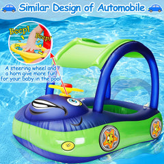 iGeeKid blue sun shade canopy protects sensitive skin during sunny pool play