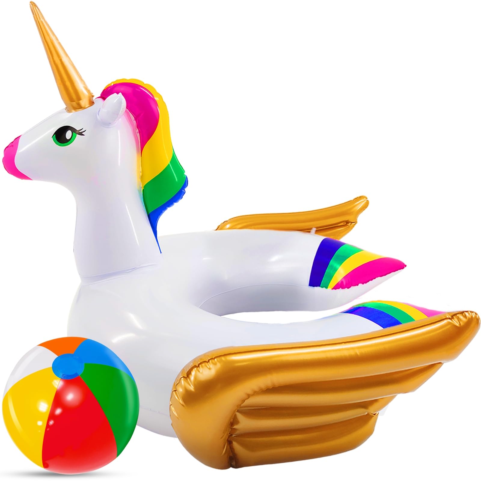 iGeeKid unicorn float front view for kids aged 3-8 with bright colors and playful design.