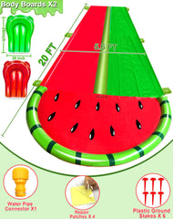 iGeeKid watermelon lawn water slide middle fence emphasizes added stability and safety.