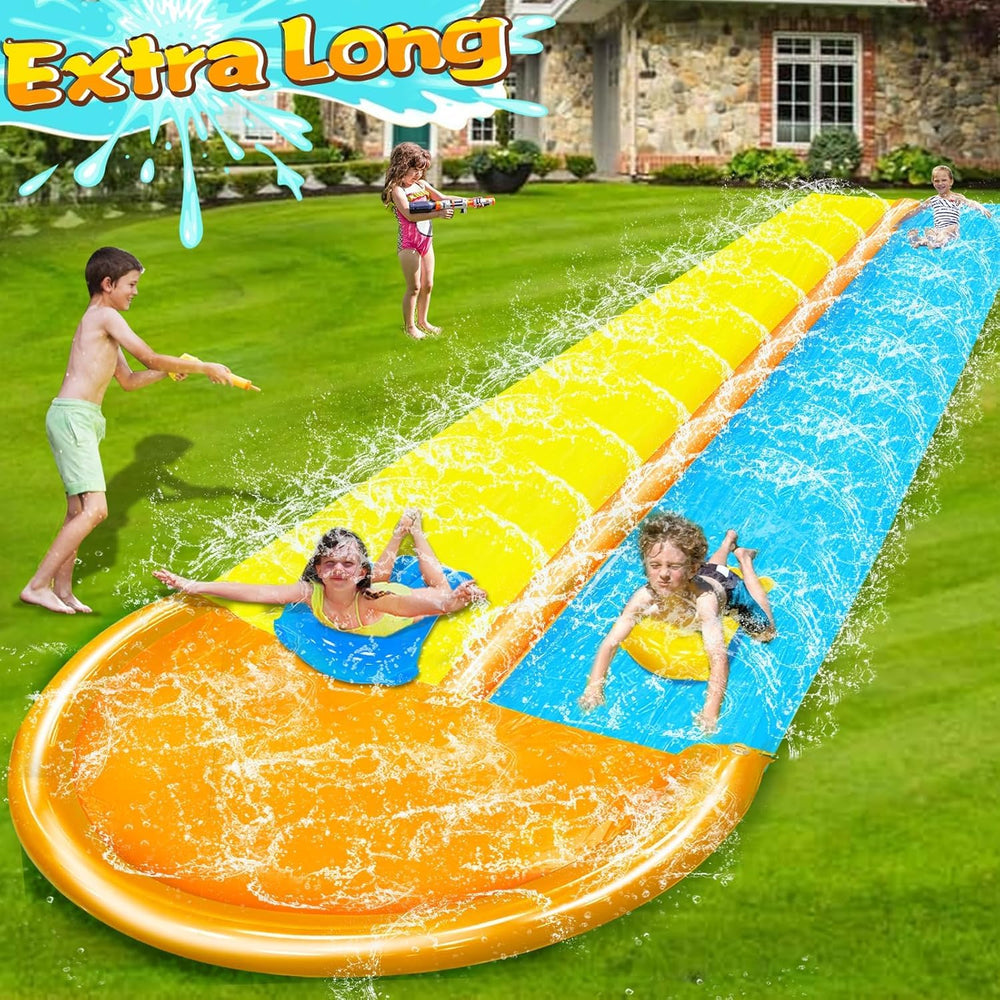 IgeeKid yellow and blue water slide design adds bright summer appeal.