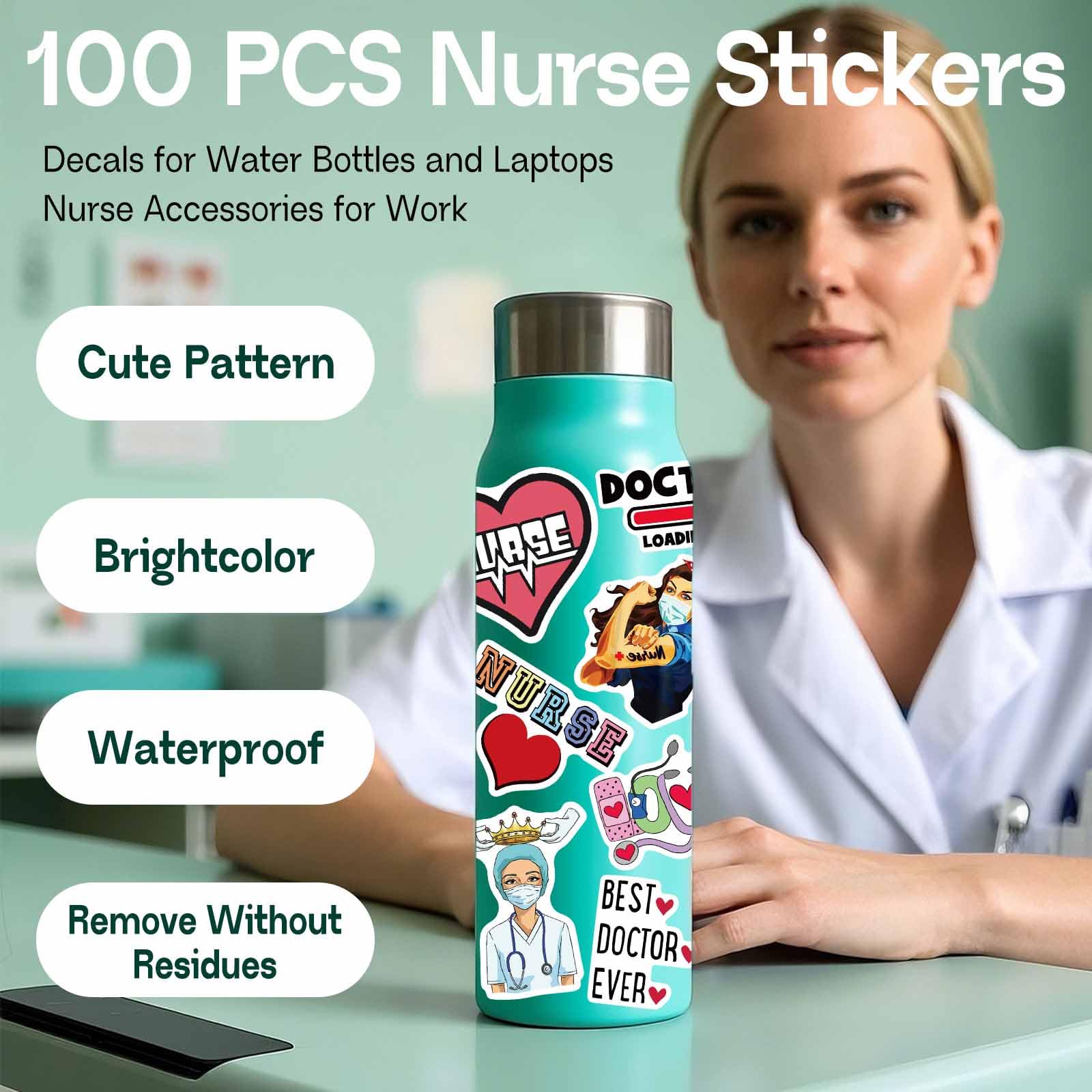 iGetooy nurse stickers on a notebook for playful study decoration