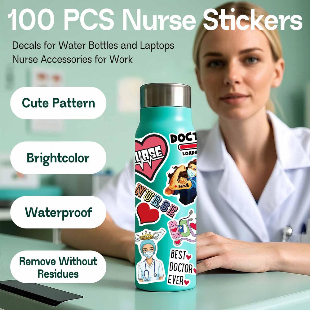 iGetooy nurse stickers on a notebook for playful study decoration