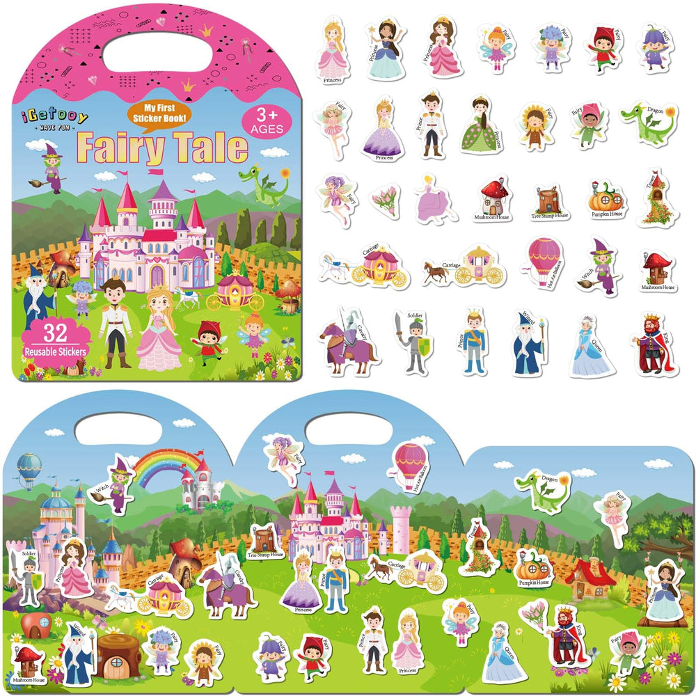 iGetooy reusable sticker book cover demonstrates portable toddler travel activity.
