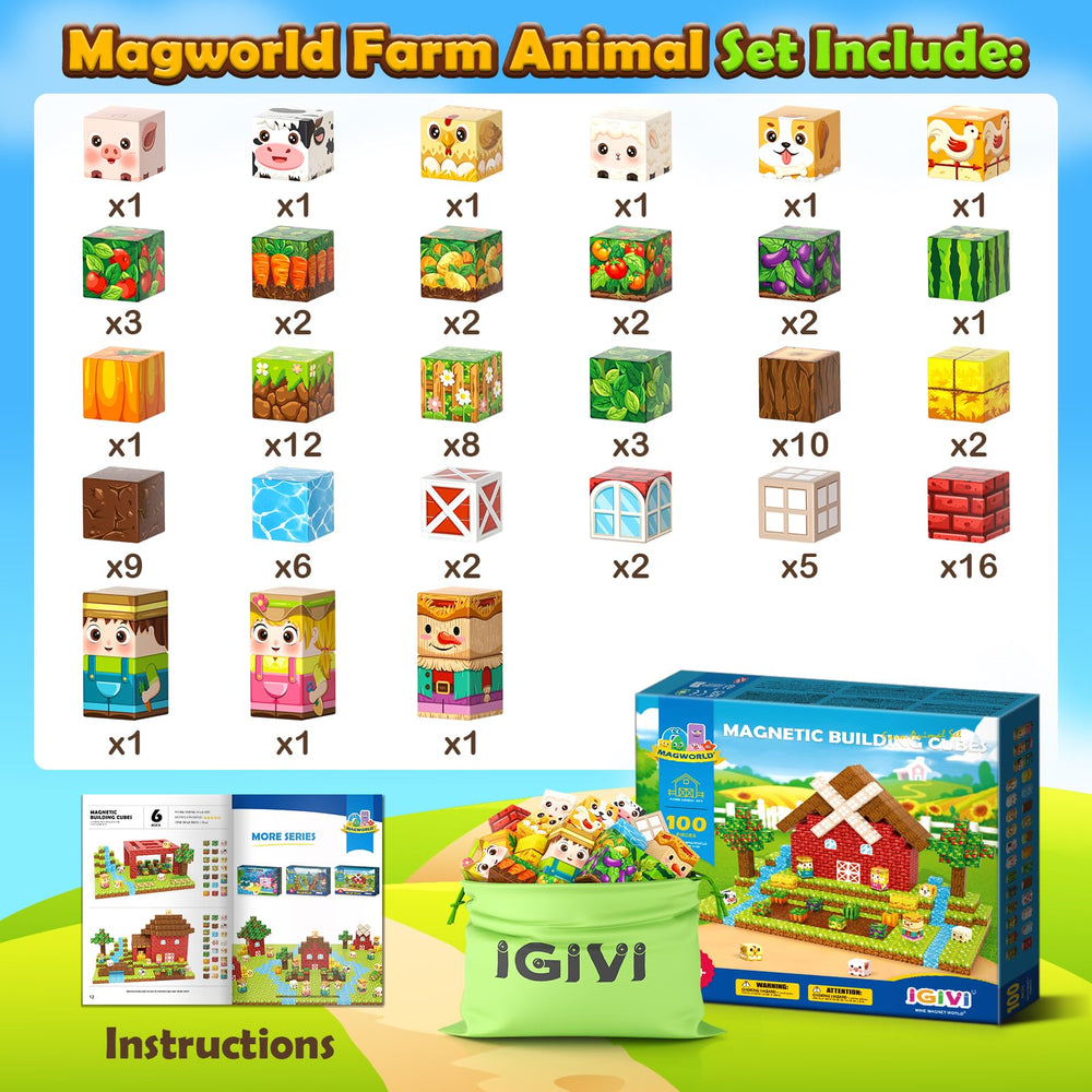 IGIVI farm animals cubes with vibrant colors for storytelling adventures