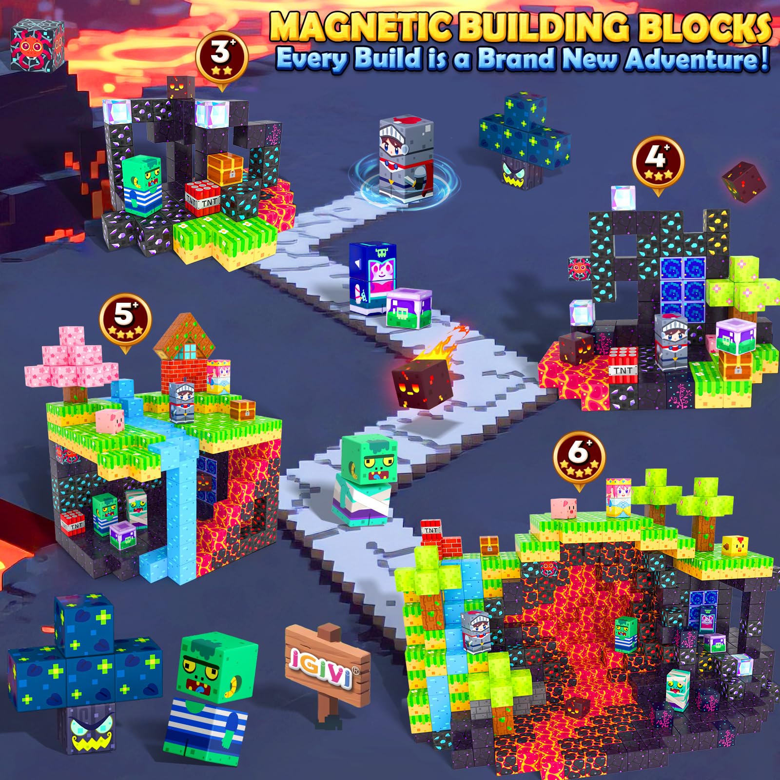 IGIVI magnetic blocks knight castle showcases modular pieces fueling imaginative building and problem-solving.