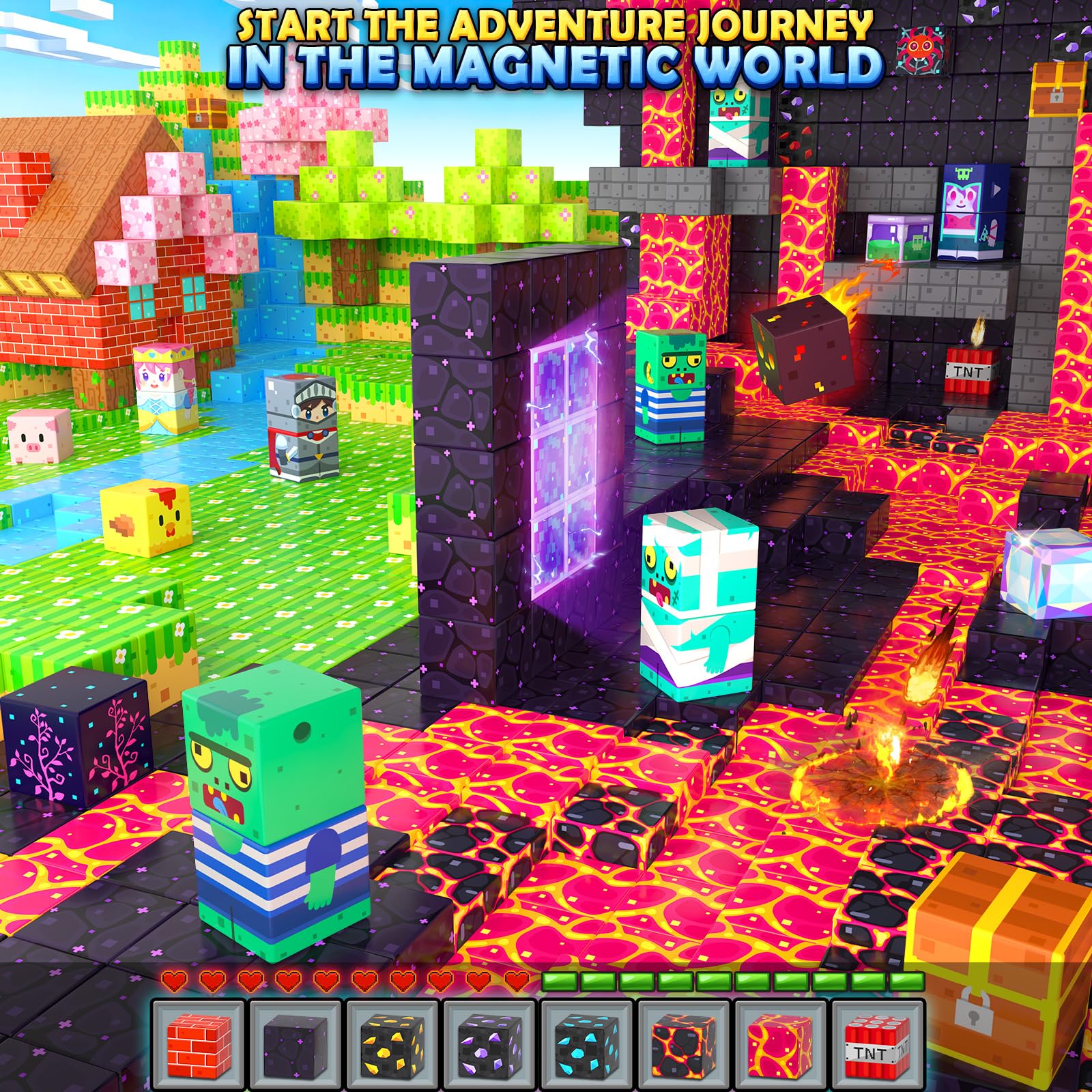 IGIVI magnetic blocks lava pattern highlighting vibrant pieces and durable magnets for STEM exploration.