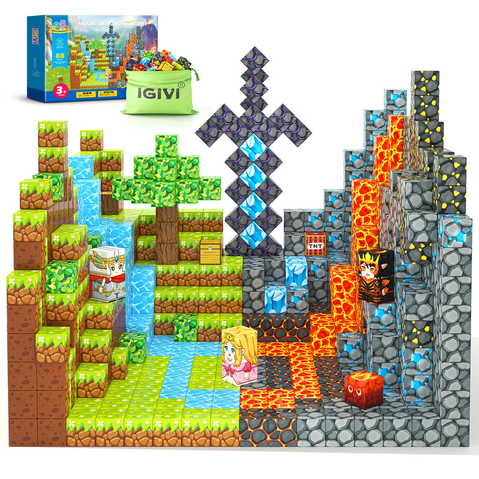 IGIVI Magnetic Blocks Lava Valley cover, inspiring creative exploration for kids