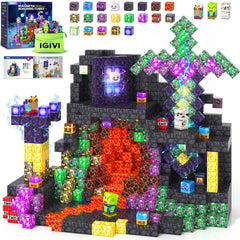 IGIVI magnetic blocks Build Mine World assembly scene enhances imagination and fine motor skills